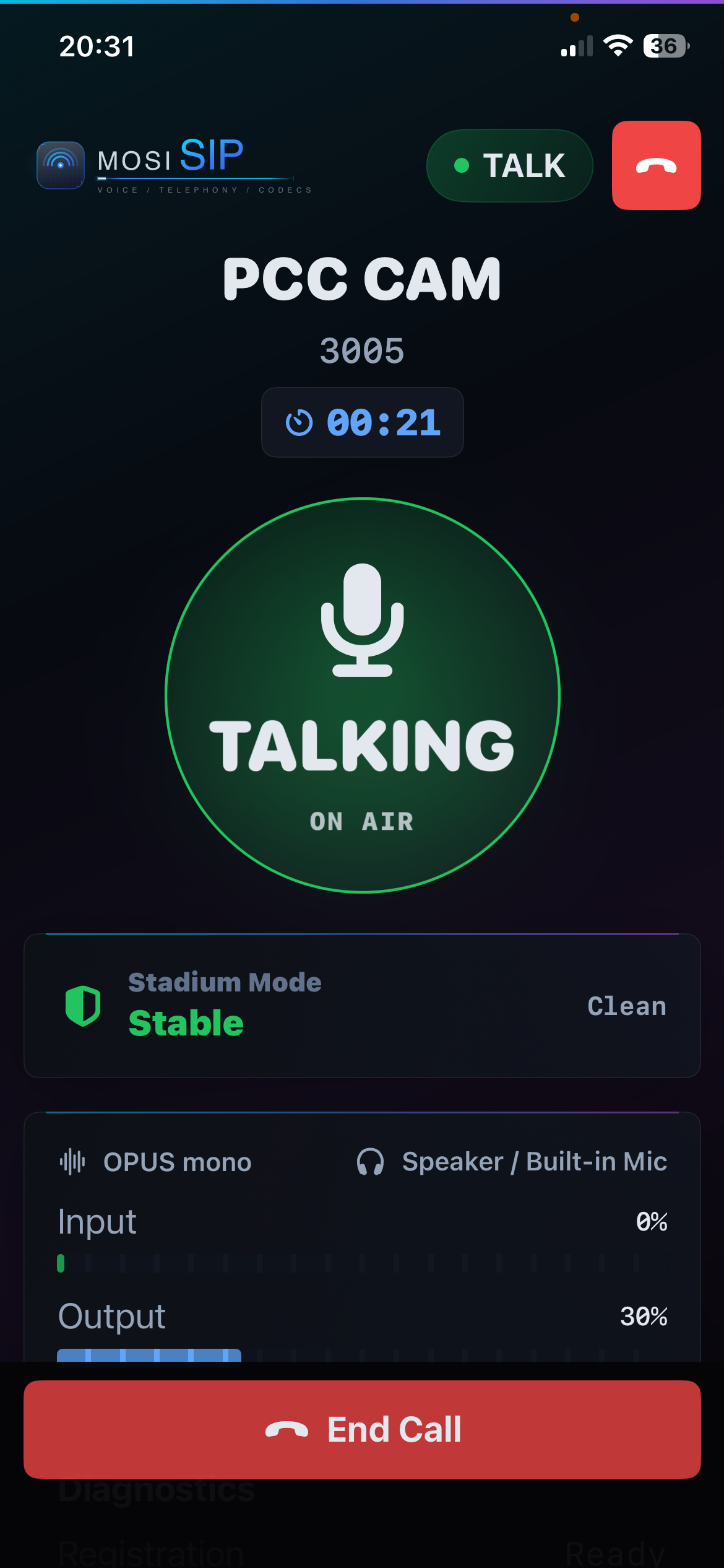 MosiSIP App — Talking on air